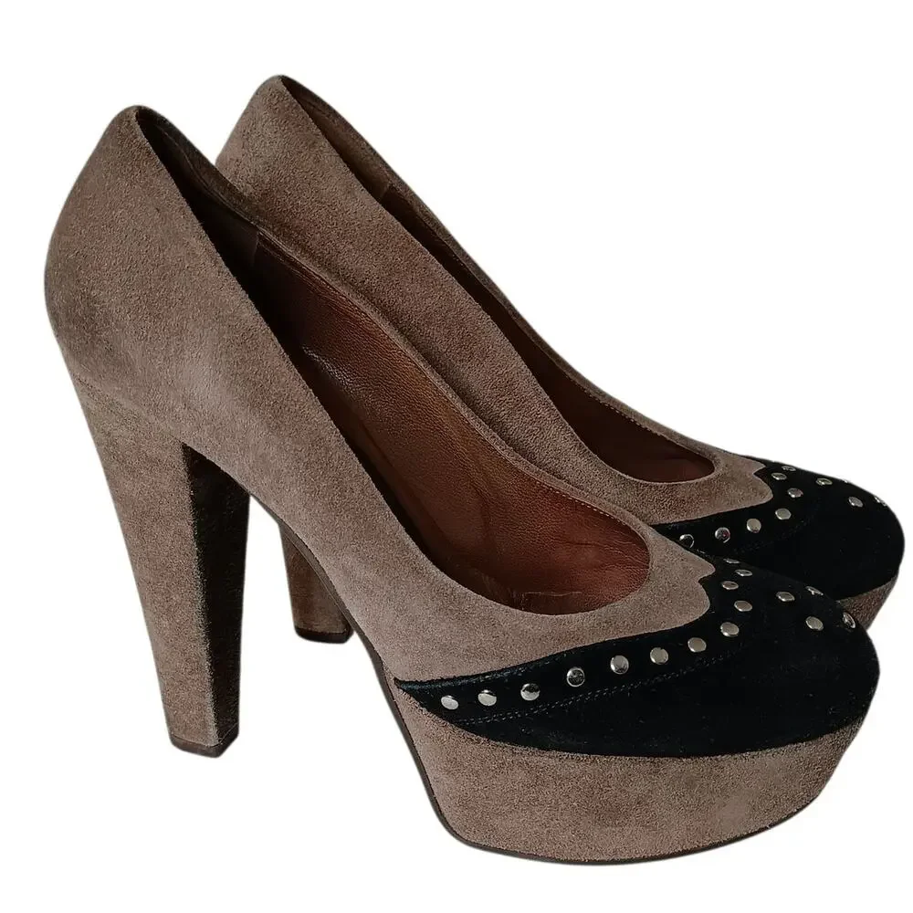 Retro Y2K Marni Platform Studded Suede High Heels 38 Punk Avant‎ Garde Coquette